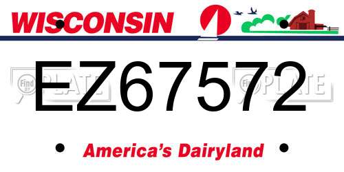 EZ67572 Wisconsin License Plate