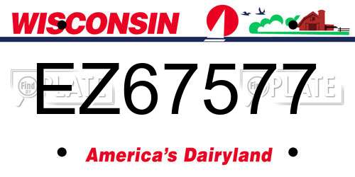 EZ67577 Wisconsin License Plate