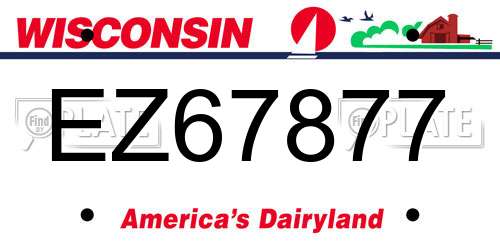 EZ67877 Wisconsin License Plate