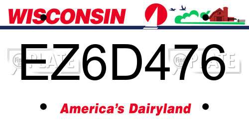 EZ6D476 Wisconsin License Plate
