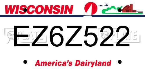 EZ6Z522 Wisconsin License Plate