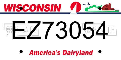 EZ73054 Wisconsin License Plate