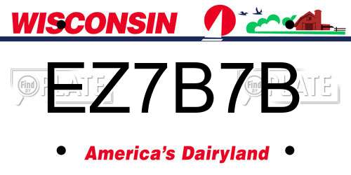 EZ7B7B Wisconsin License Plate