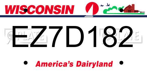 EZ7D182 Wisconsin License Plate