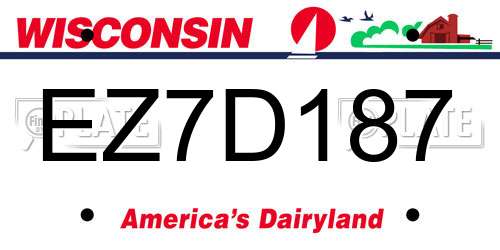 EZ7D187 Wisconsin License Plate
