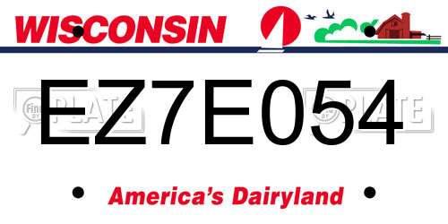 EZ7E054 Wisconsin License Plate