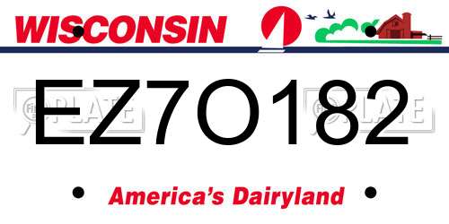 EZ7O182 Wisconsin License Plate