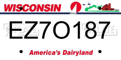 EZ7O187 Wisconsin License Plate