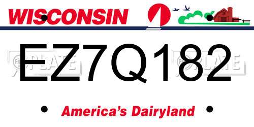 EZ7Q182 Wisconsin License Plate