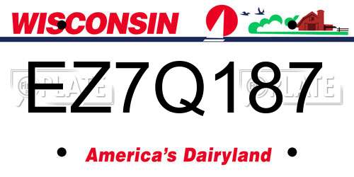 EZ7Q187 Wisconsin License Plate