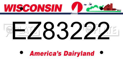EZ83222 Wisconsin License Plate