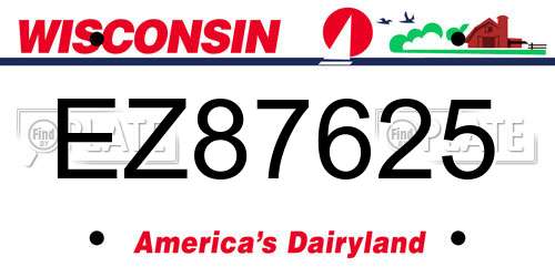 EZ87625 Wisconsin License Plate