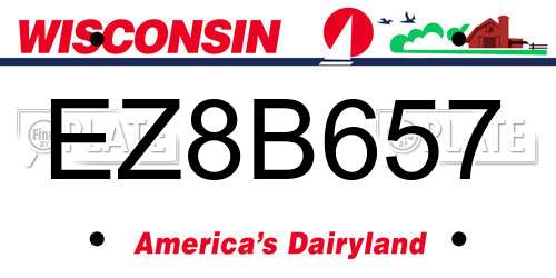 EZ8B657 Wisconsin License Plate