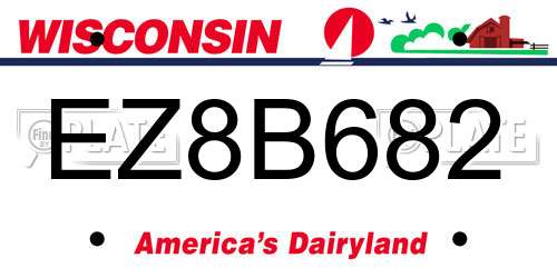 EZ8B682 Wisconsin License Plate