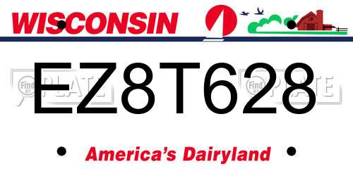 EZ8T628 Wisconsin License Plate