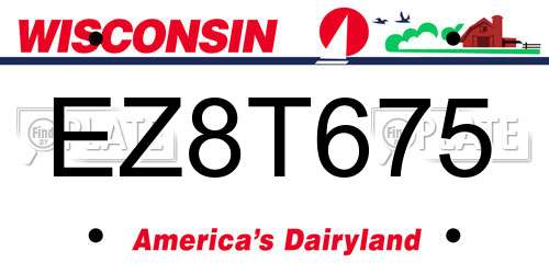 EZ8T675 Wisconsin License Plate