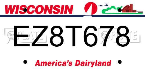 EZ8T678 Wisconsin License Plate