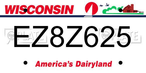 EZ8Z625 Wisconsin License Plate