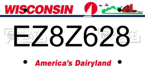 EZ8Z628 Wisconsin License Plate