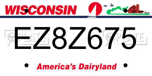 EZ8Z675 Wisconsin License Plate