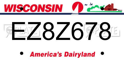 EZ8Z678 Wisconsin License Plate