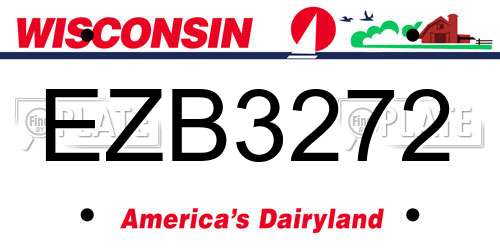 EZB3272 Wisconsin License Plate