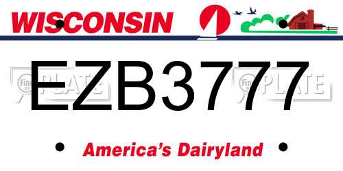 EZB3777 Wisconsin License Plate