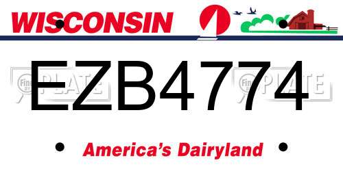 EZB4774 Wisconsin License Plate