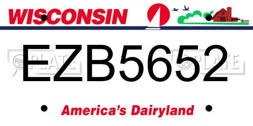 EZB5652 Wisconsin License Plate