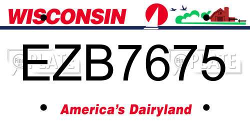 EZB7675 Wisconsin License Plate