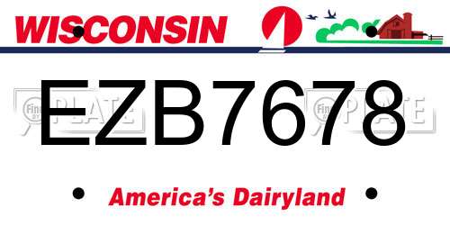 EZB7678 Wisconsin License Plate