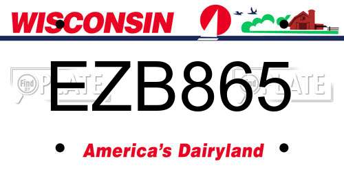 EZB865 Wisconsin License Plate