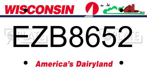EZB8652 Wisconsin License Plate