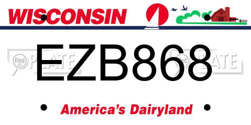 EZB868 Wisconsin License Plate
