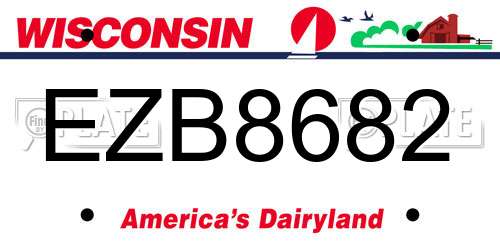 EZB8682 Wisconsin License Plate
