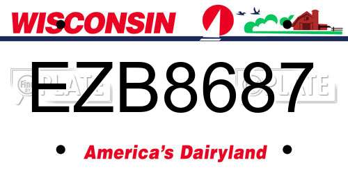 EZB8687 Wisconsin License Plate