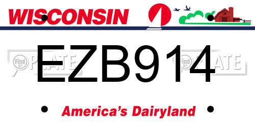 EZB914 Wisconsin License Plate