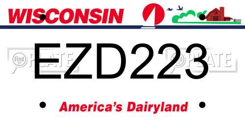 EZD223 Wisconsin License Plate