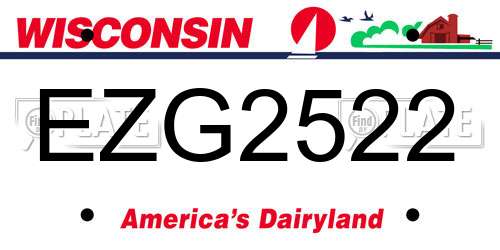 EZG2522 Wisconsin License Plate