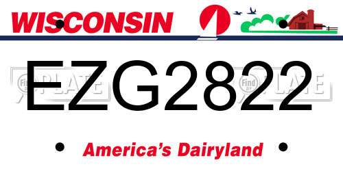 EZG2822 Wisconsin License Plate
