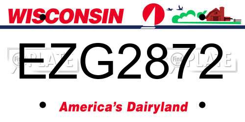 EZG2872 Wisconsin License Plate