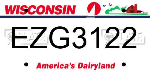EZG3122 Wisconsin License Plate