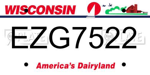 EZG7522 Wisconsin License Plate
