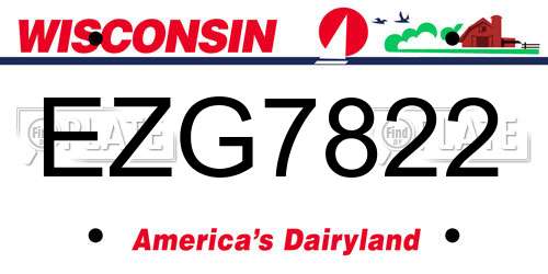 EZG7822 Wisconsin License Plate
