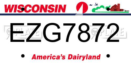 EZG7872 Wisconsin License Plate