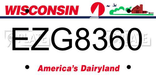 EZG8360 Wisconsin License Plate