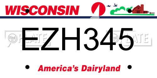 EZH345 Wisconsin License Plate