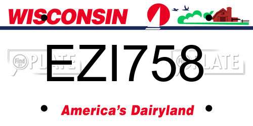 EZI758 Wisconsin License Plate