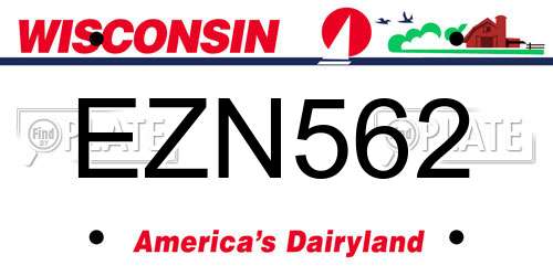 EZN562 Wisconsin License Plate