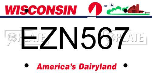 EZN567 Wisconsin License Plate